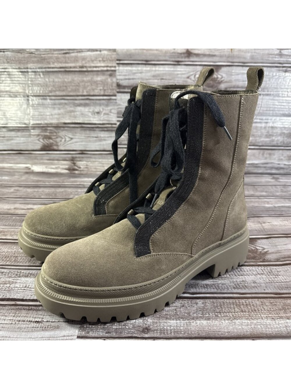 BRUNELLO CUCINELLI Suede Boots Monili Trims Size 40.5 EU 10.5 US Grey New $1183